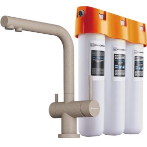 Смеситель для кухни Omoikiri Nagano P + Pure Drop Lite с фильтром Бежевый 4055.8028P