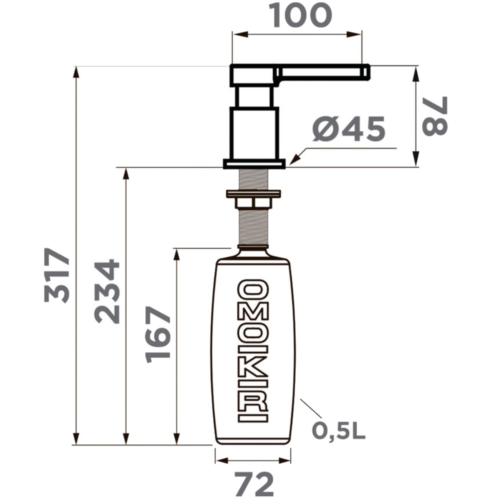 Дозатор встраиваемый Omoikiri OM-04 Золото светлое 4995050 — изображение 3