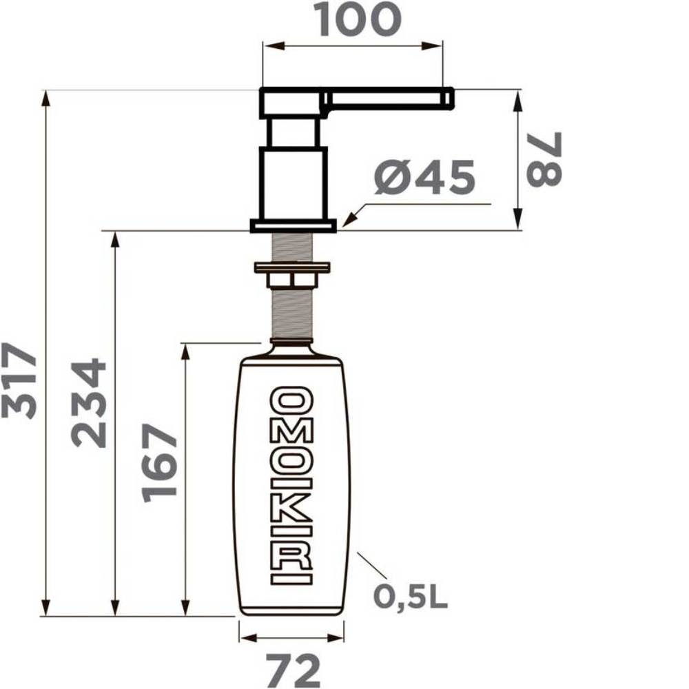 Дозатор встраиваемый Omoikiri OM-05 Золото светлое / Графит 4995053 — изображение 2